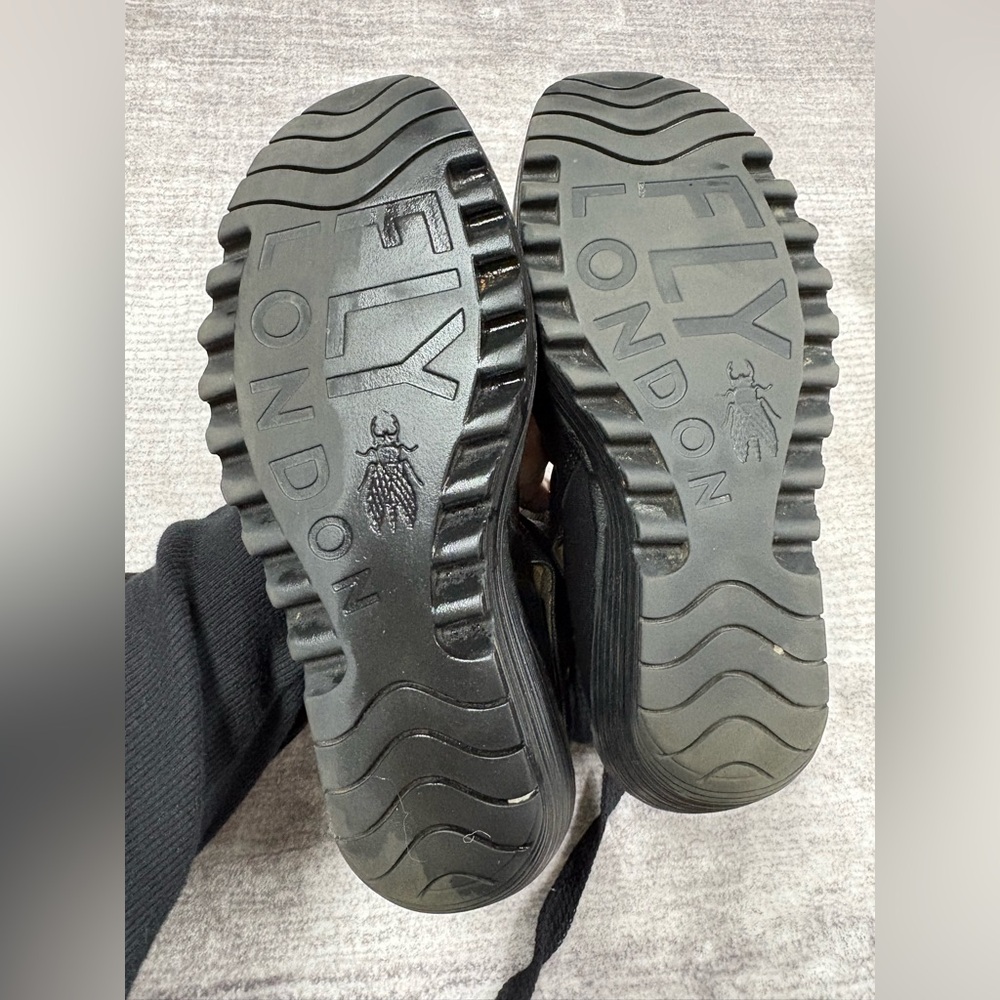 Fly London Ankle Boots Women's Wedge Heel Size 7 US 37 EU Yama Black Leather - Picture 6 of 10